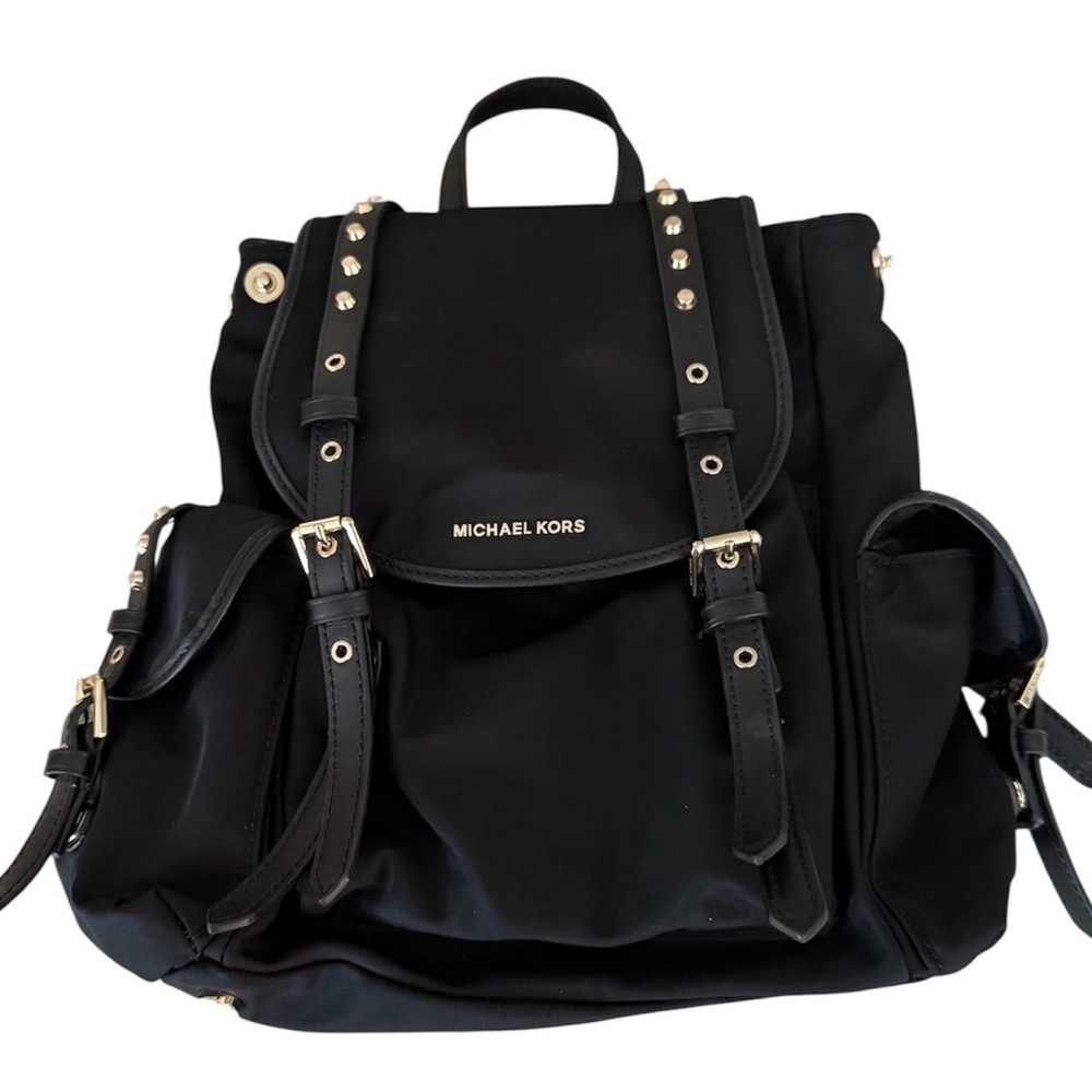 Michael Kors Black Studded Nylon Backpack